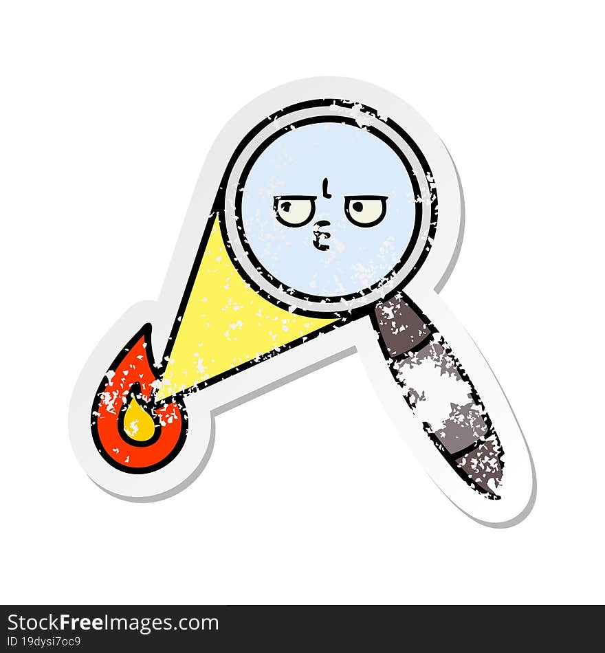 Distressed Sticker Of A Cute Cartoon Magnifying Glass