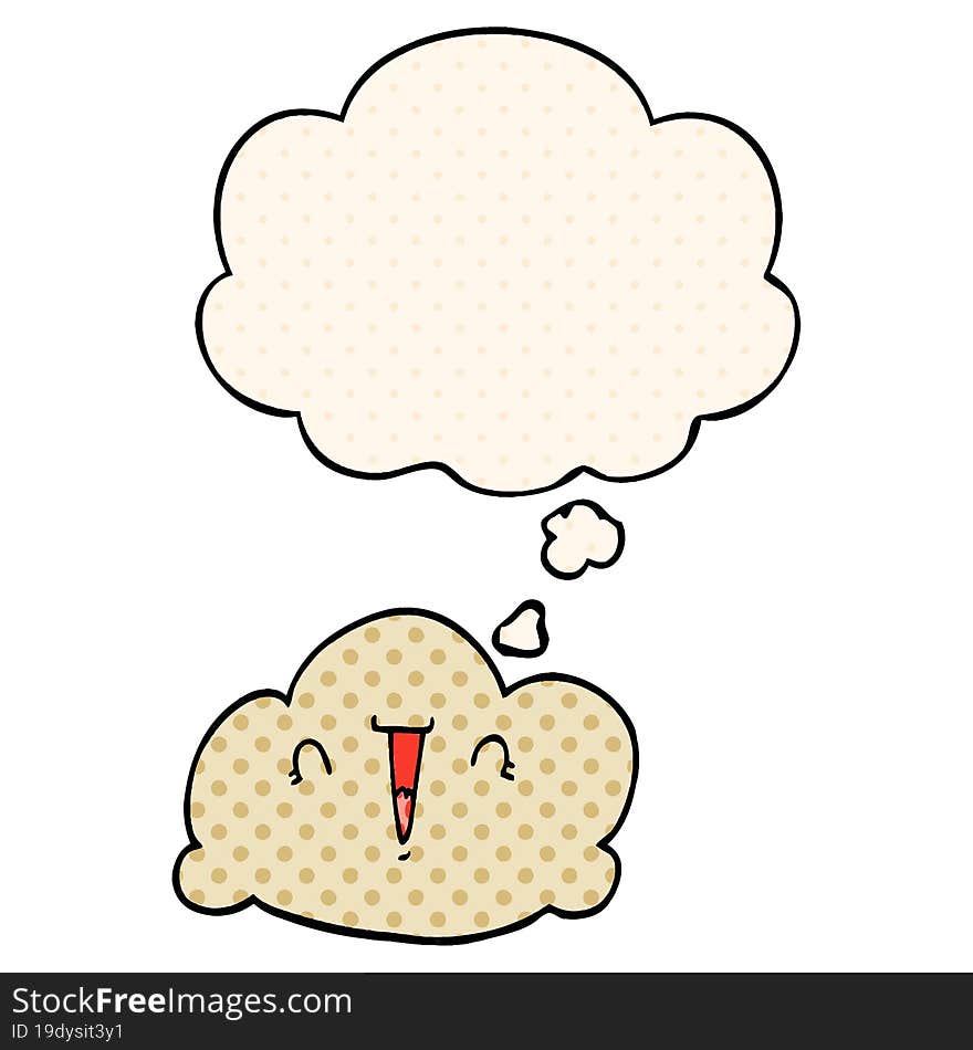 cartoon cloud and thought bubble in comic book style