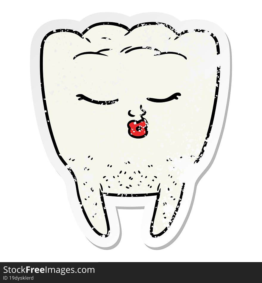 distressed sticker of a cartoon tooth