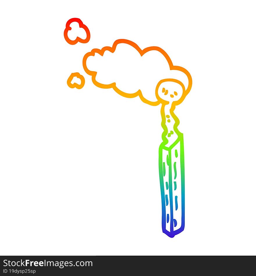 rainbow gradient line drawing cartoon burnt match