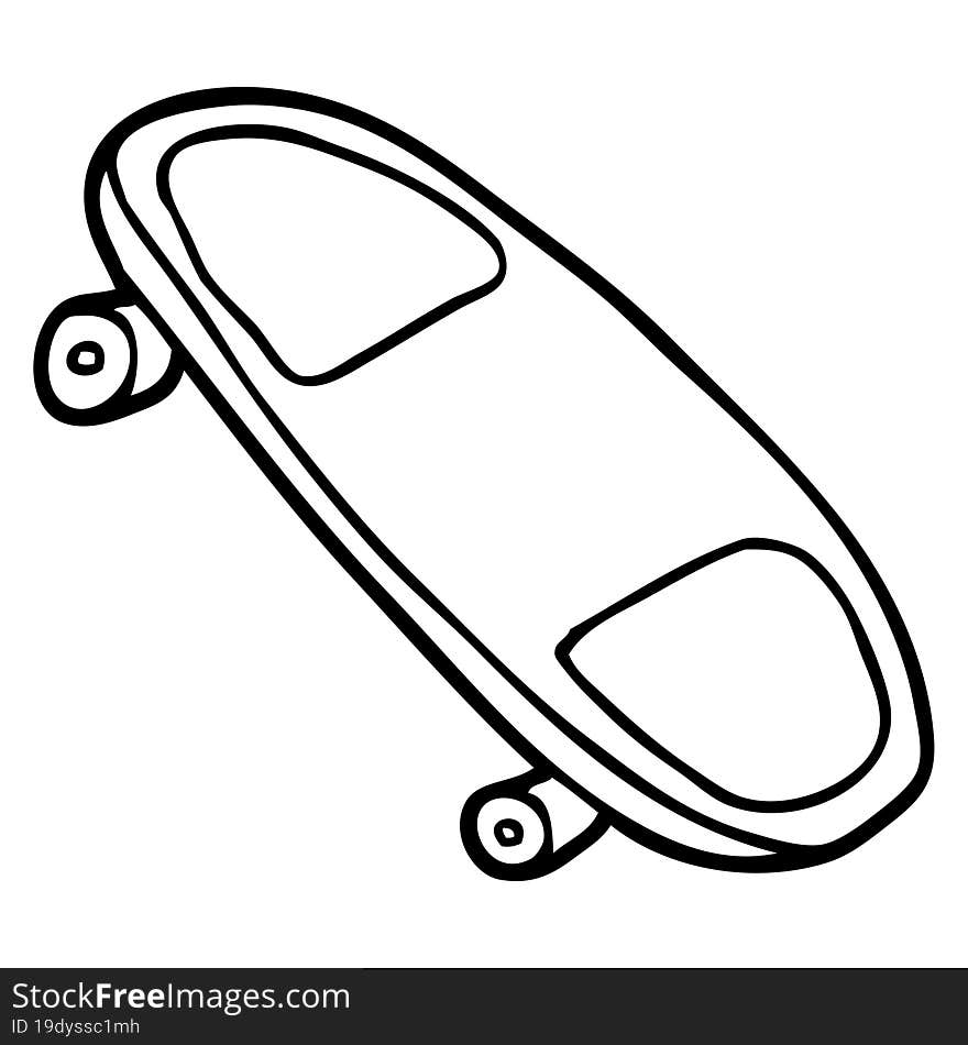 line drawing cartoon skateboard