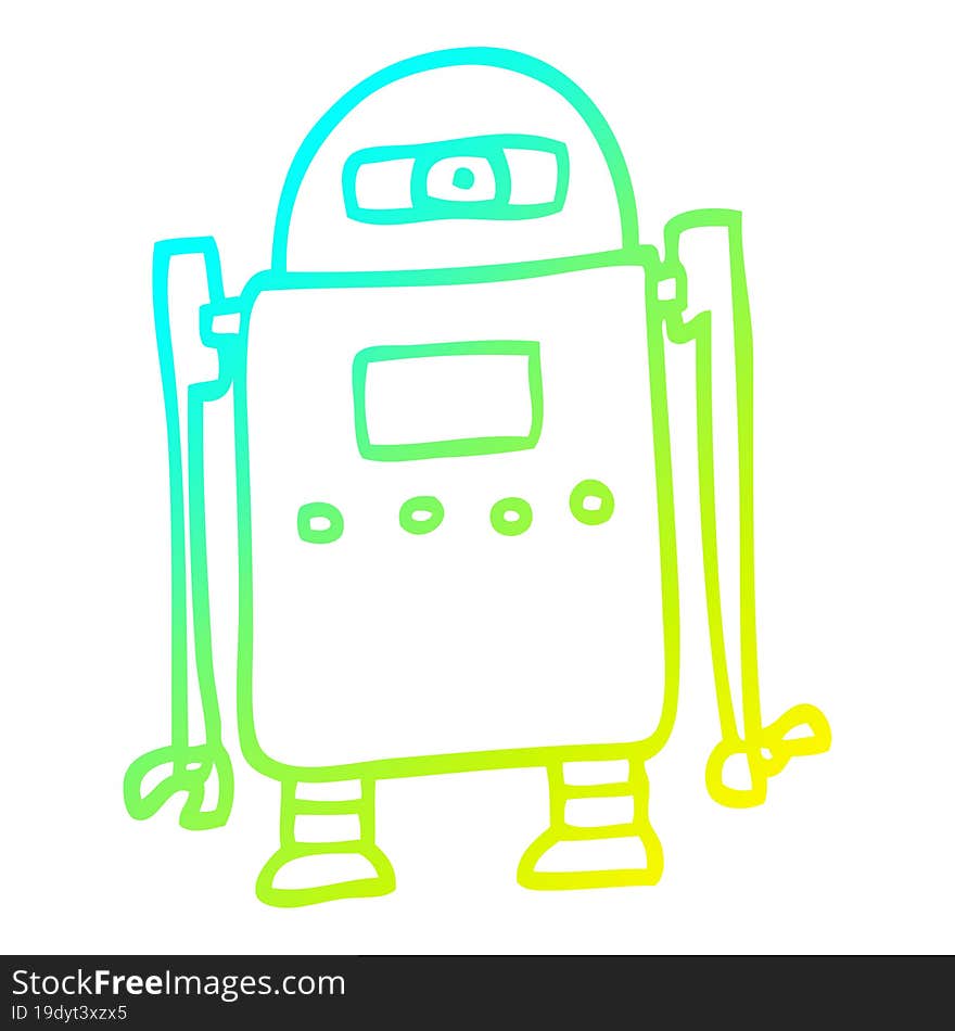 cold gradient line drawing cartoon robot