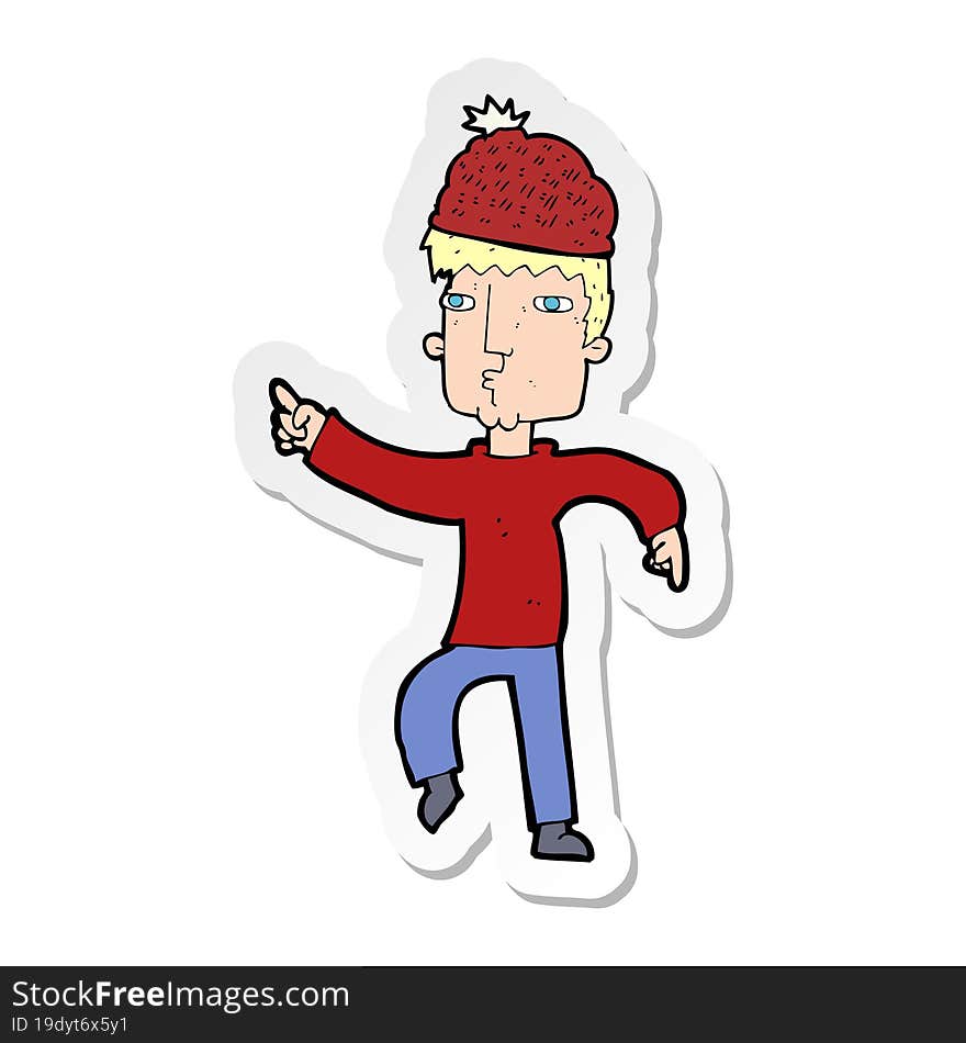 Sticker Of A Cartoon Man In Hat