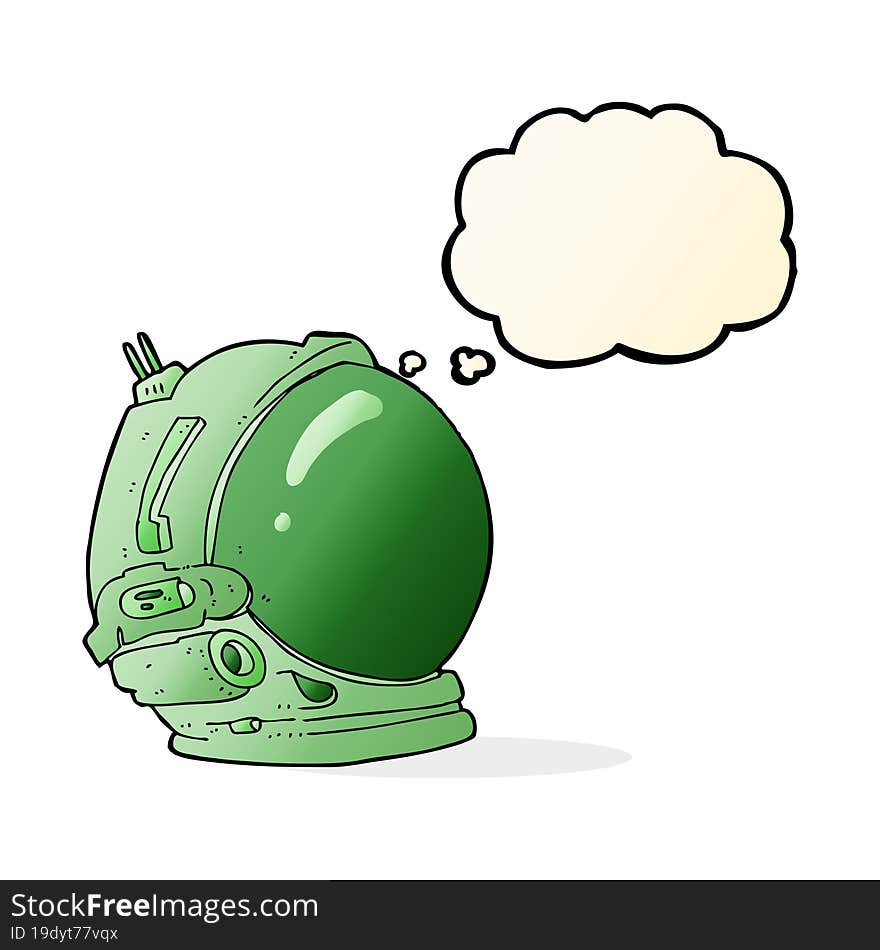 cartoon astronaut helmet with thought bubble