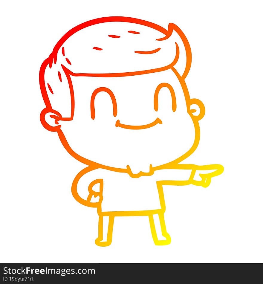 warm gradient line drawing of a cartoon friendly man