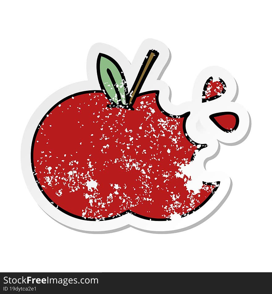 distressed sticker of a cute cartoon red apple