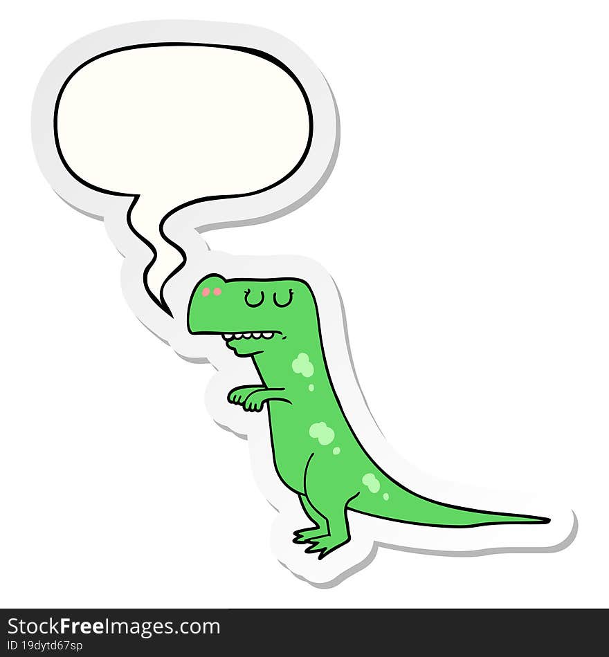 Cartoon Dinosaur And Speech Bubble Sticker