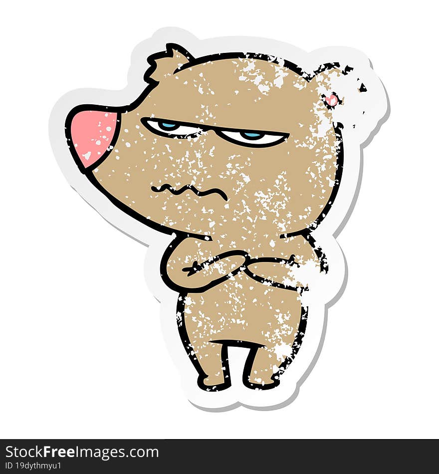 Distressed Sticker Of A Angry Bear Cartoon