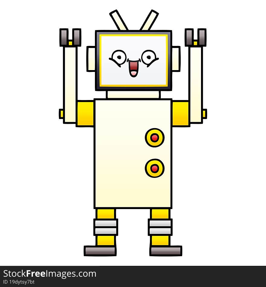 gradient shaded cartoon of a happy robot