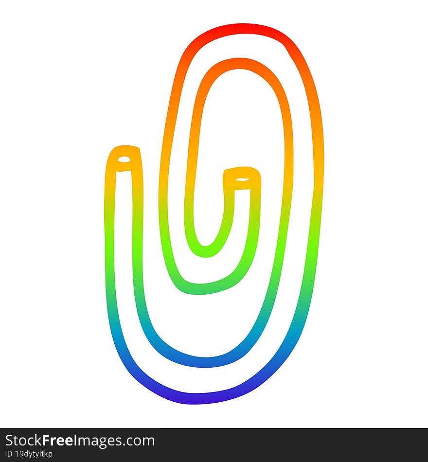 rainbow gradient line drawing of a cartoon paper clip