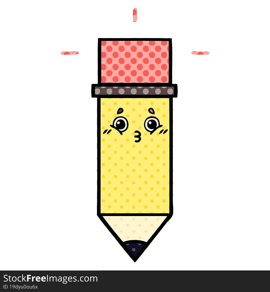 comic book style cartoon of a pencil