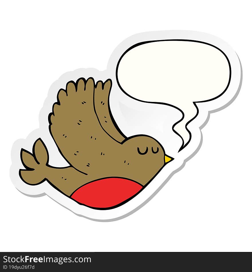 cartoon flying bird with speech bubble sticker