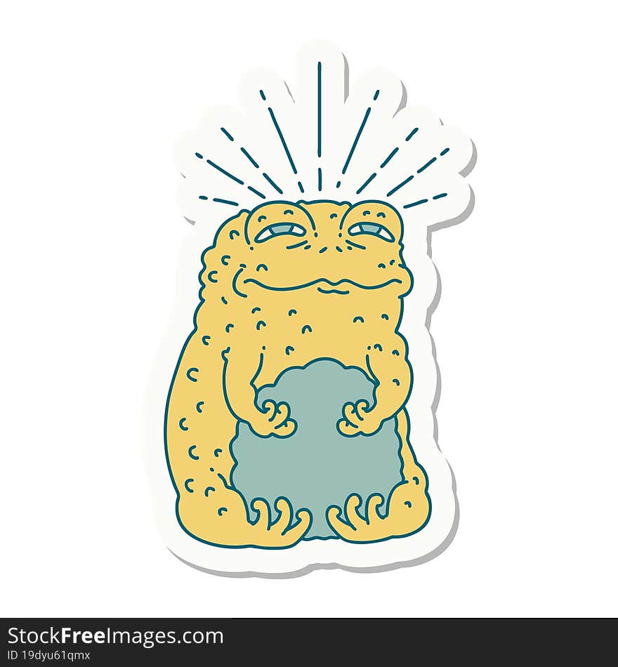 sticker of tattoo style toad character