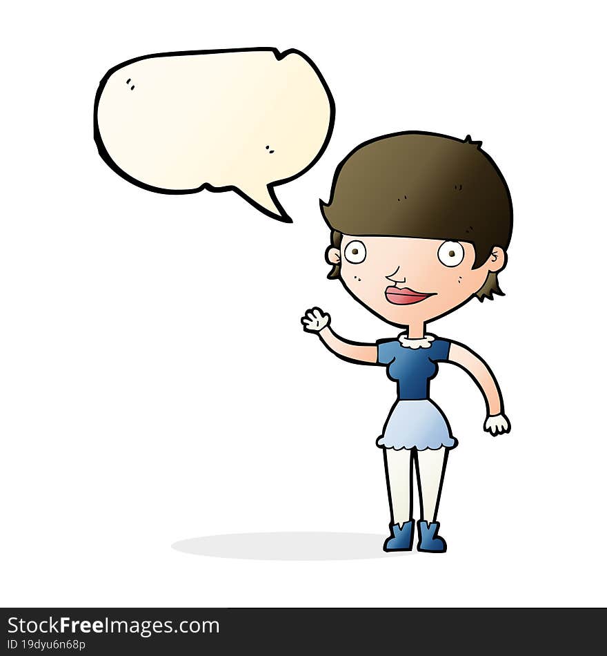 cartoon woman with idea with speech bubble