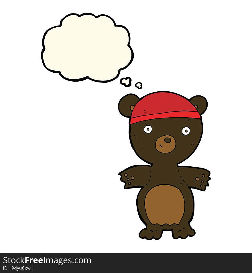 Cartoon Cute Black Bear With Thought Bubble