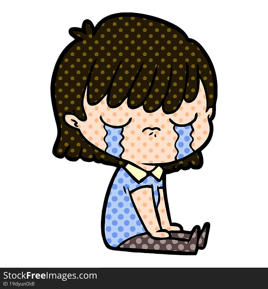 cartoon woman crying. cartoon woman crying