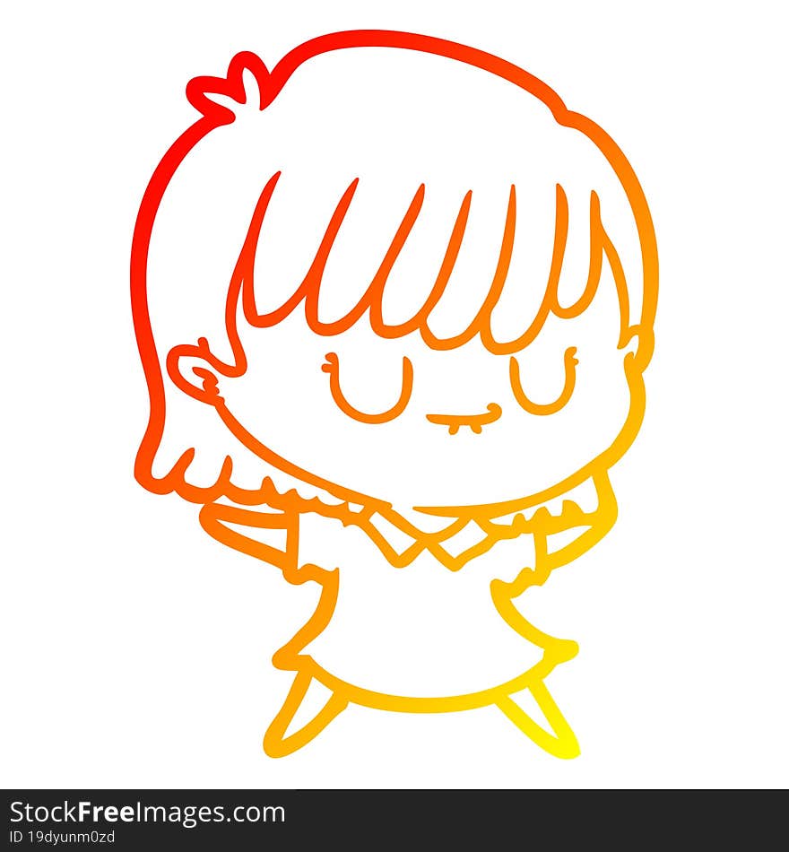 warm gradient line drawing of a cartoon woman