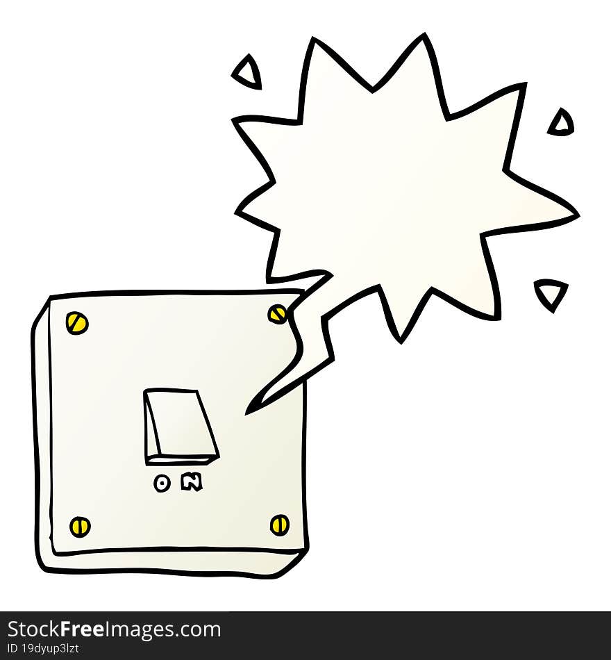 cartoon light switch and speech bubble in smooth gradient style