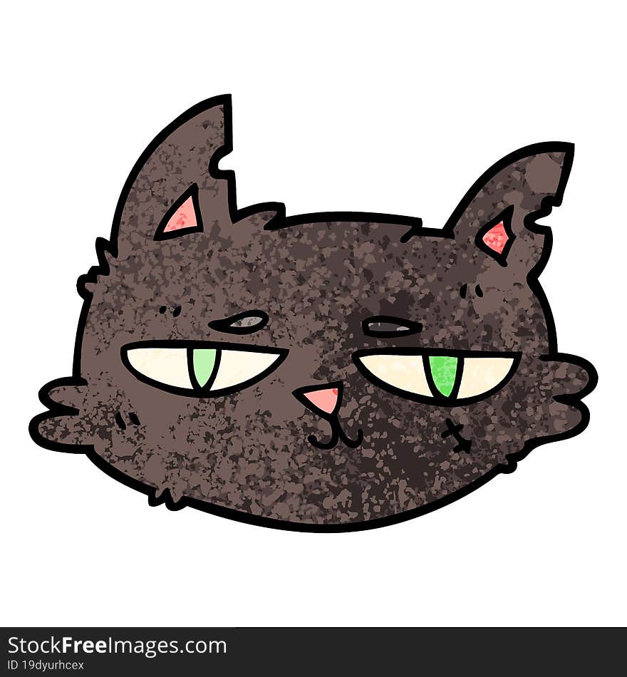 grunge textured illustration cartoon tough cat face