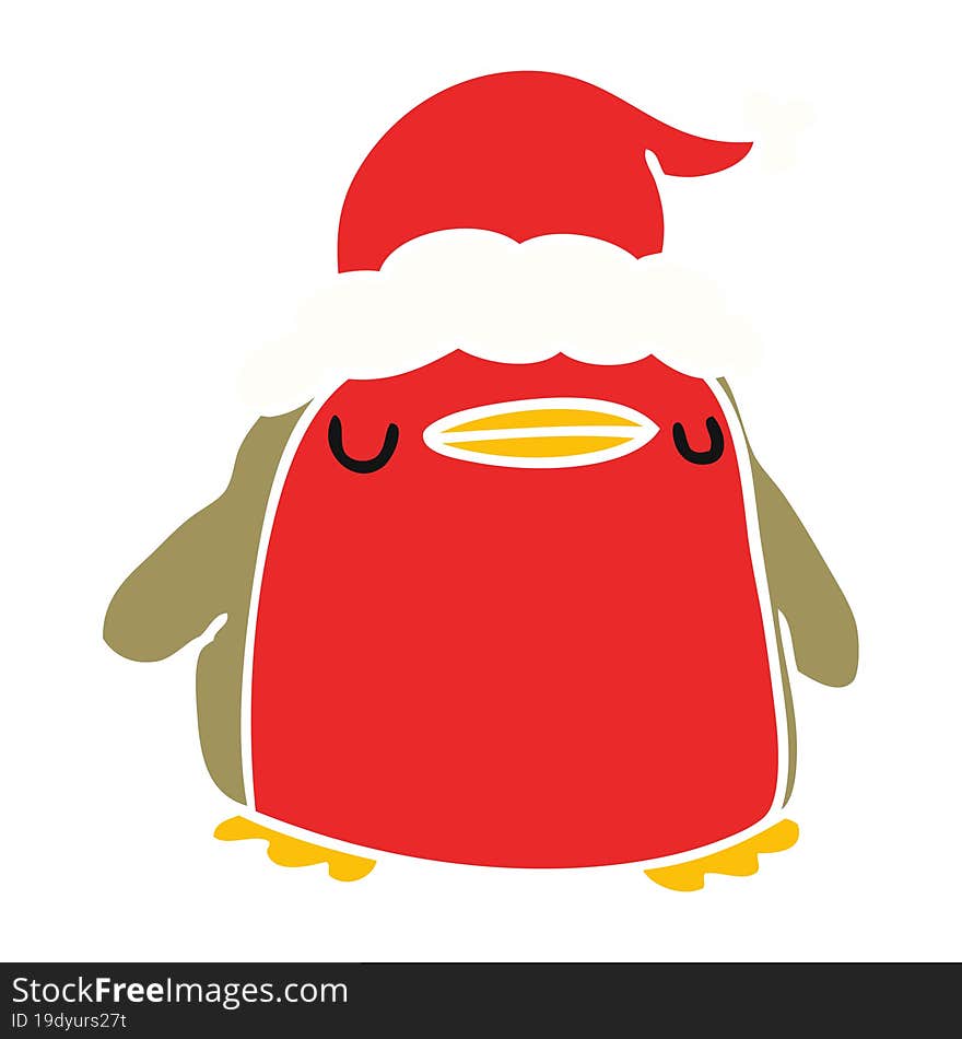 Christmas Cartoon Of A Kawaii Robin