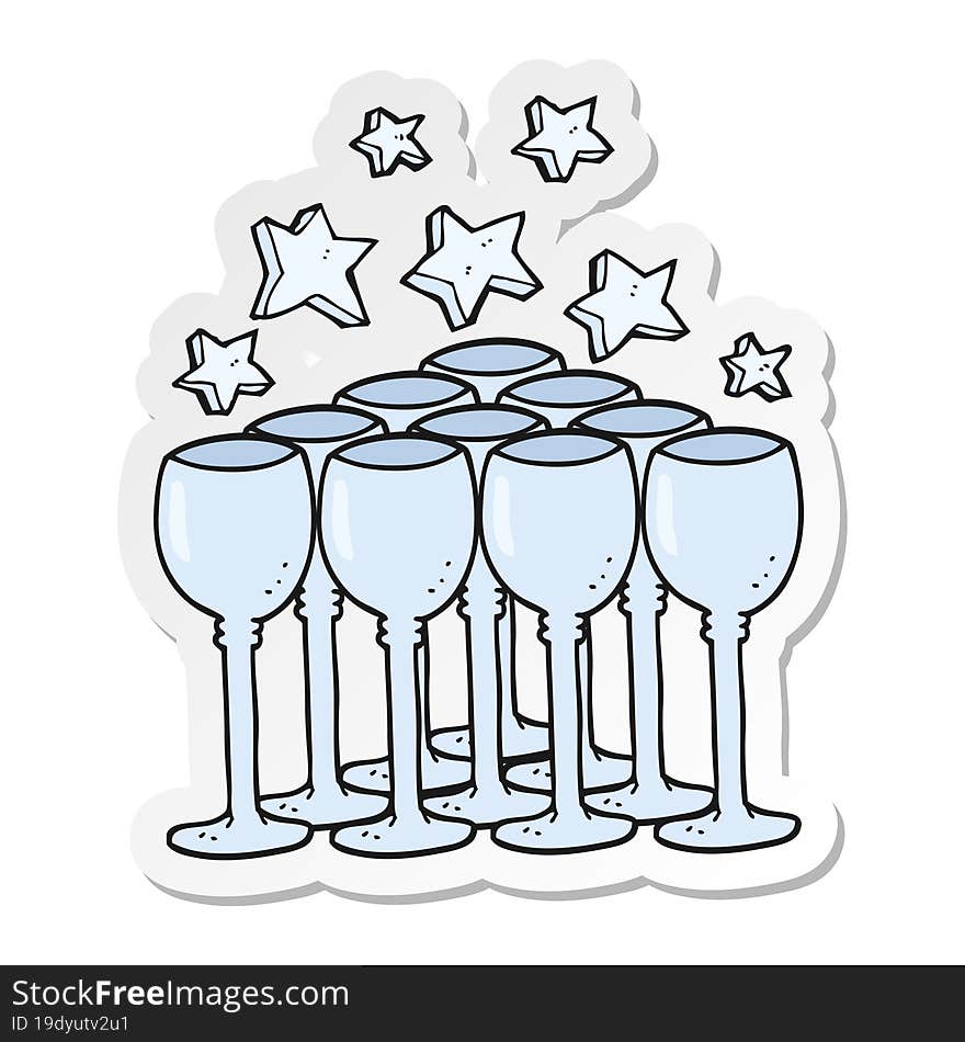 sticker of a cartoon wine glasses