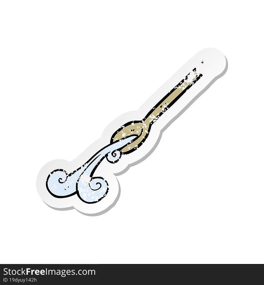 retro distressed sticker of a cartoon wooden spoon