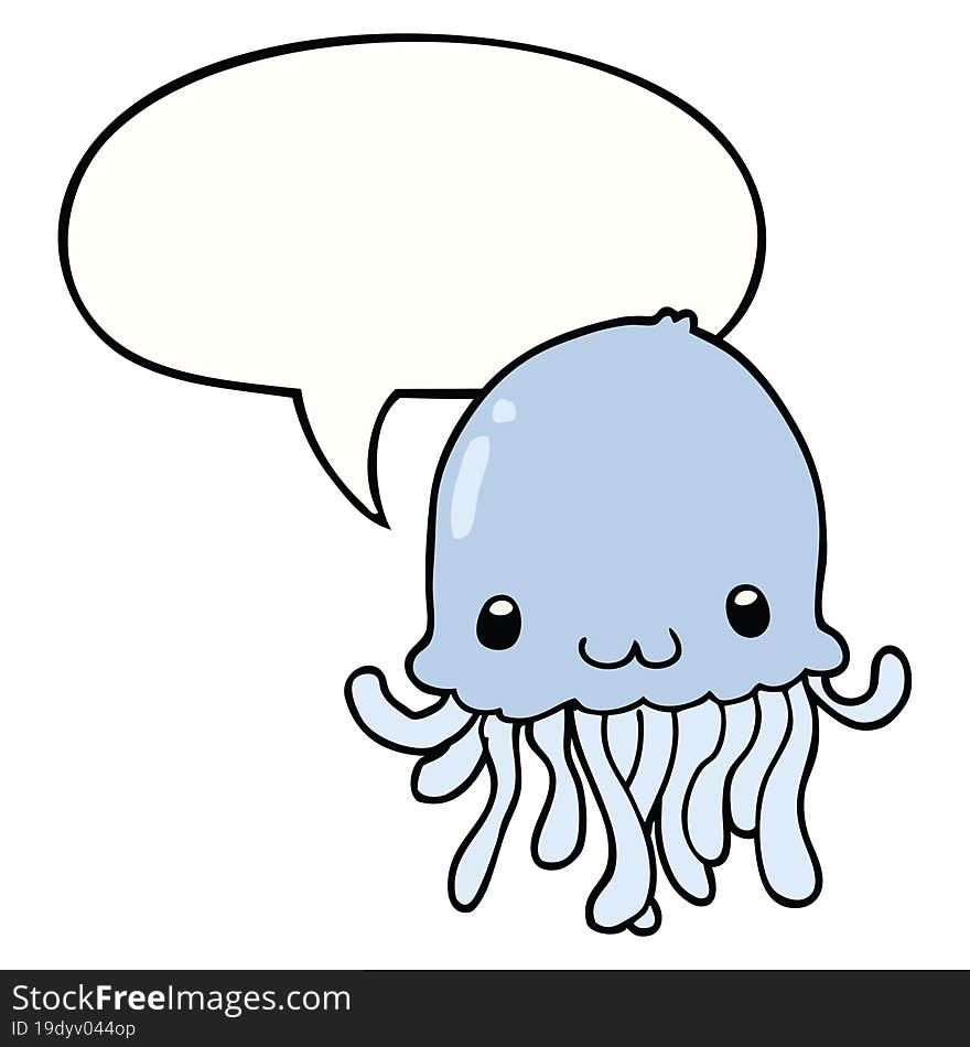 cartoon jellyfish with speech bubble. cartoon jellyfish with speech bubble