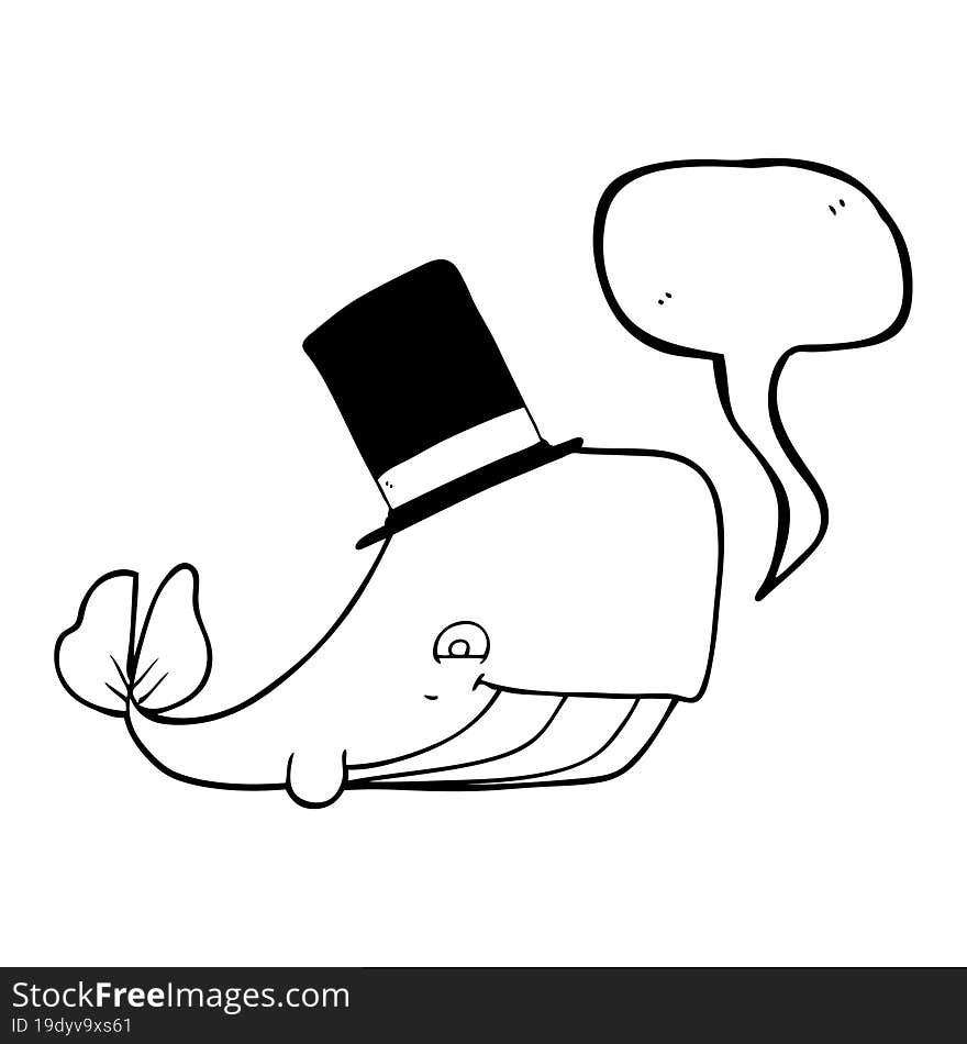 speech bubble cartoon whale in top hat