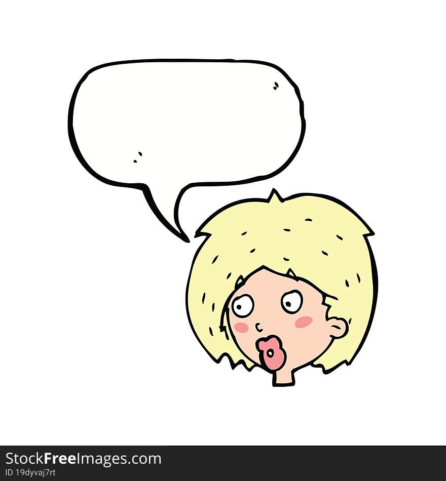 cartoon woman looking with speech bubble