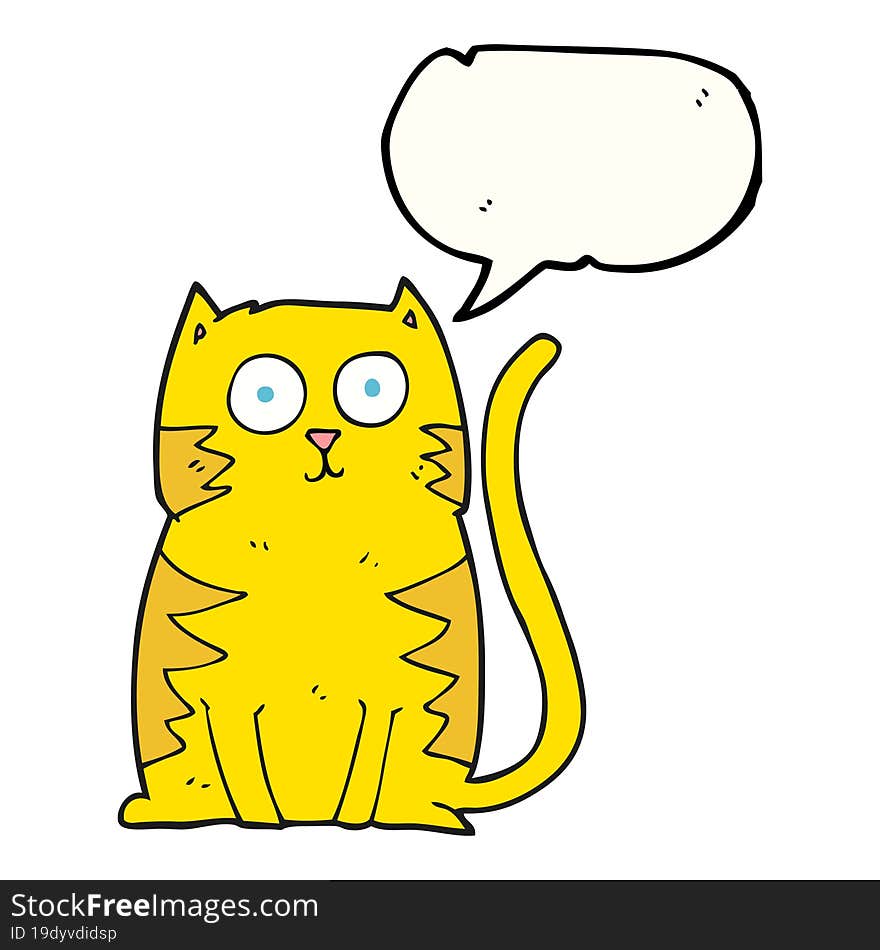 freehand drawn speech bubble cartoon cat