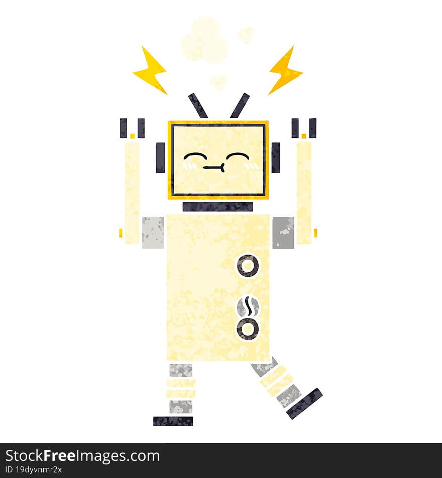 Retro Illustration Style Cartoon Robot