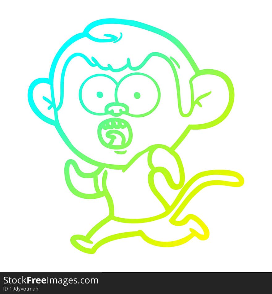 cold gradient line drawing cartoon running monkey