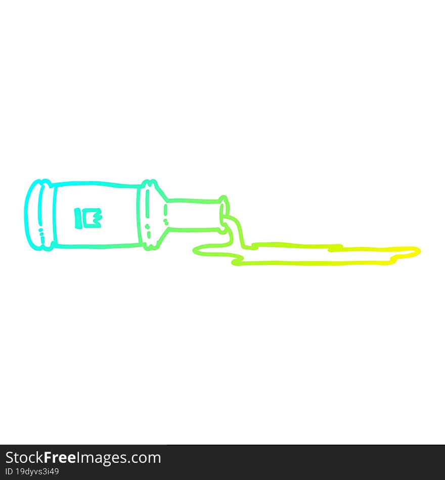 cold gradient line drawing cartoon spilt bottle