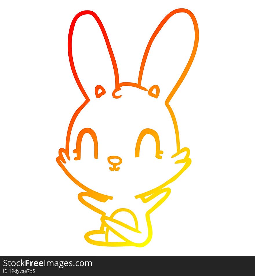 Warm Gradient Line Drawing Cute Cartoon Rabbit