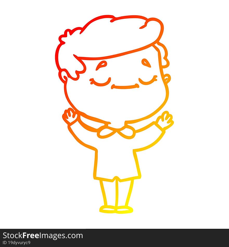 warm gradient line drawing cartoon peaceful man