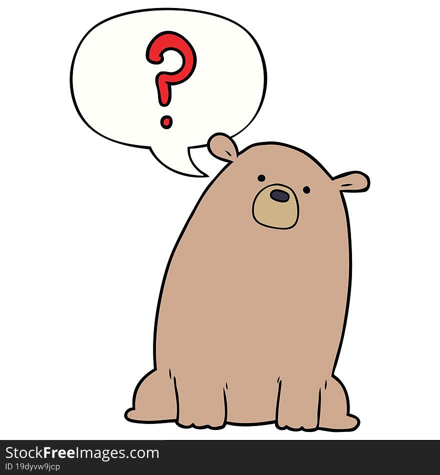 cartoon curious bear and speech bubble