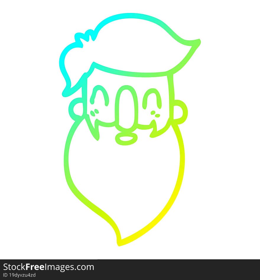 cold gradient line drawing of a cartoon bearded man