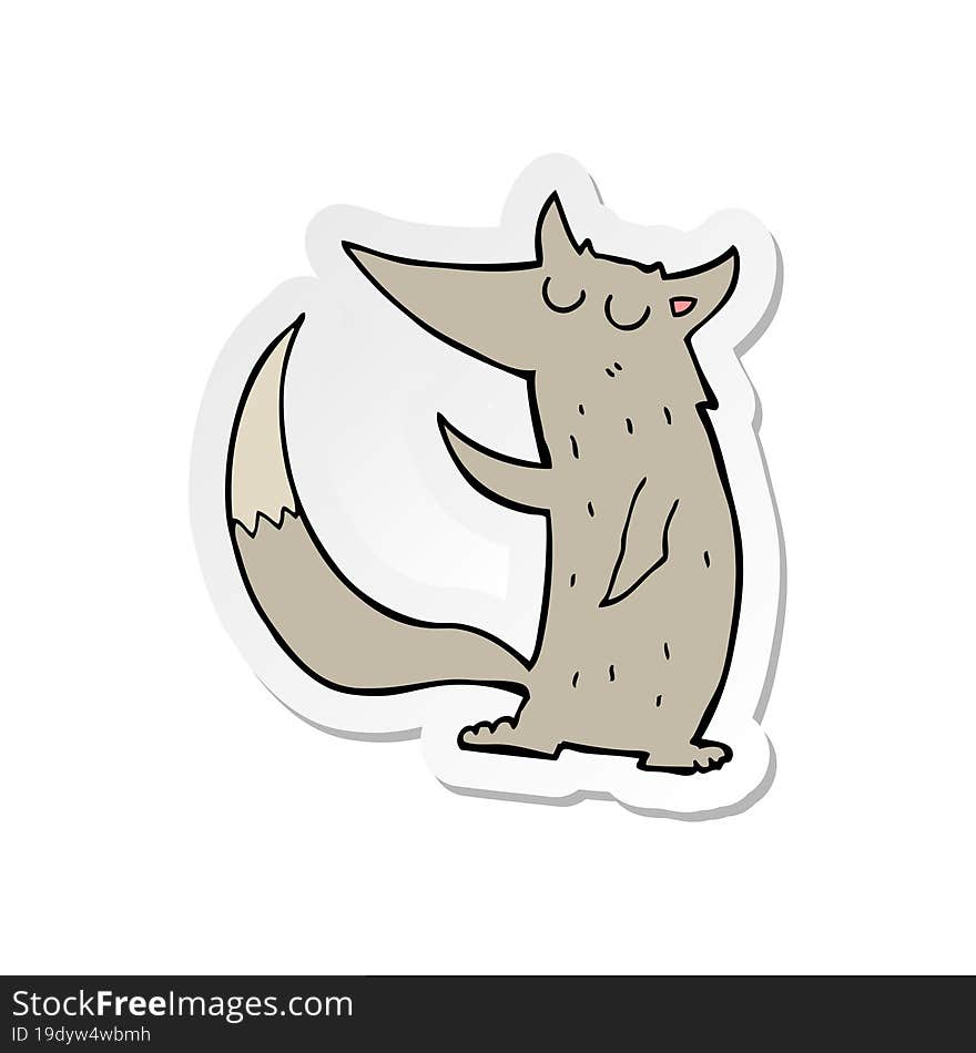 sticker of a cartoon wolf