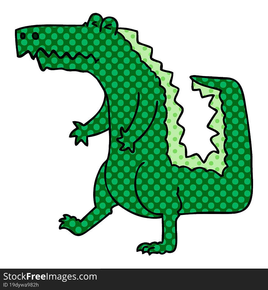 Quirky Comic Book Style Cartoon Crocodile