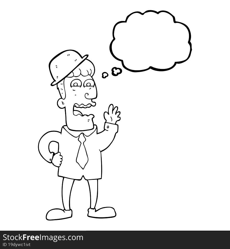 freehand drawn thought bubble cartoon businessman