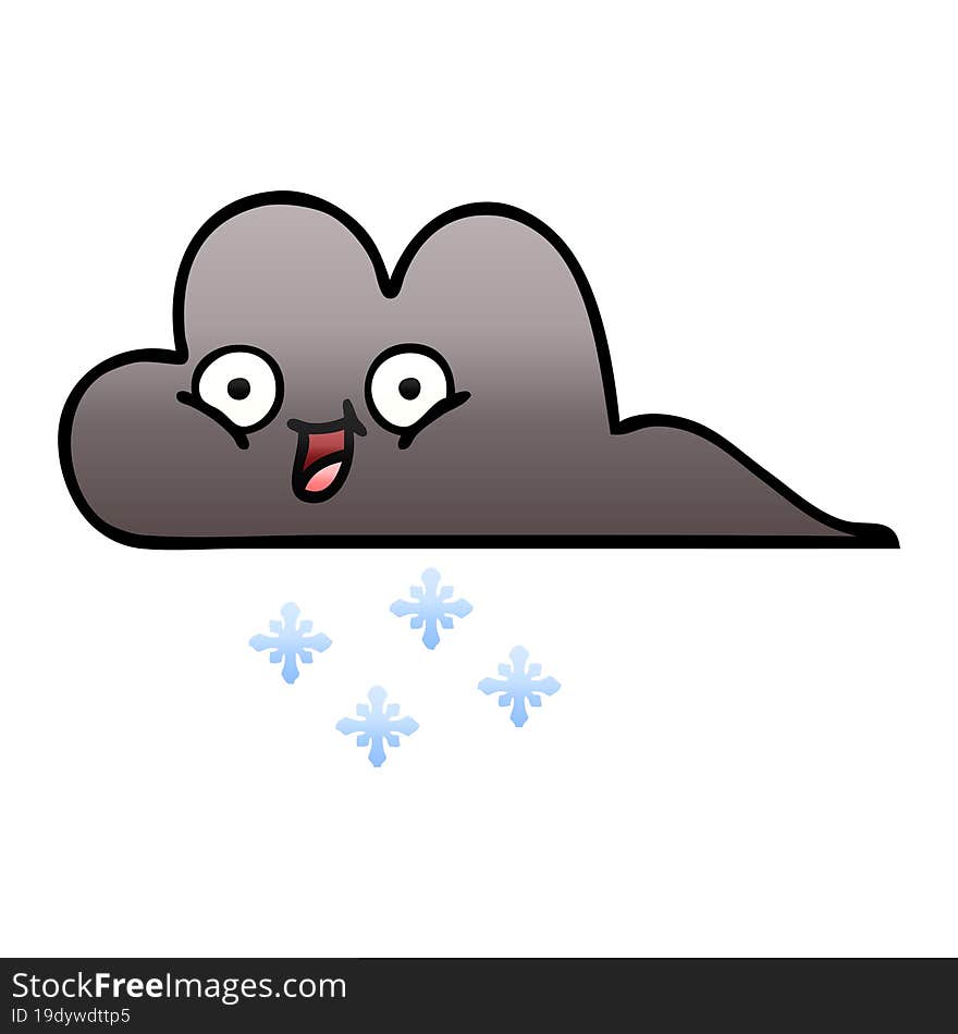 gradient shaded cartoon of a storm snow cloud