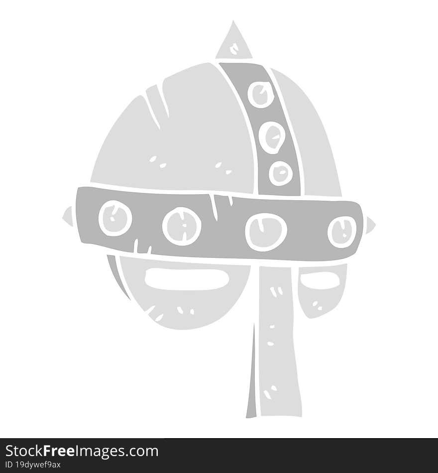 Flat Color Illustration Of A Cartoon Medieval Helmet