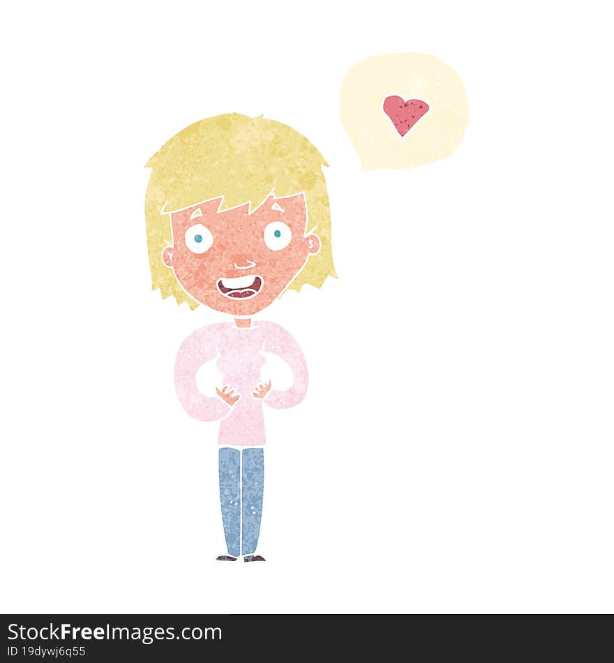 cartoon happy woman in love