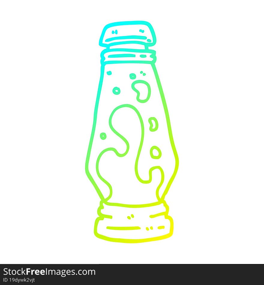 cold gradient line drawing of a cartoon lava lamp