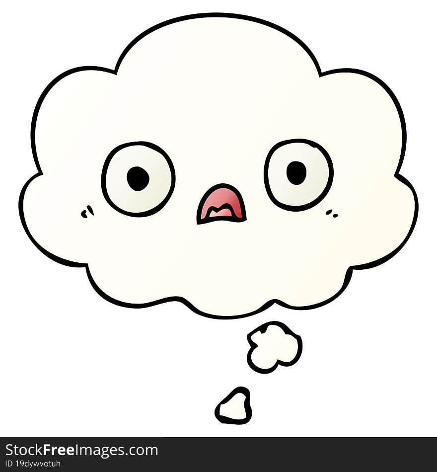 cute cartoon face and thought bubble in smooth gradient style