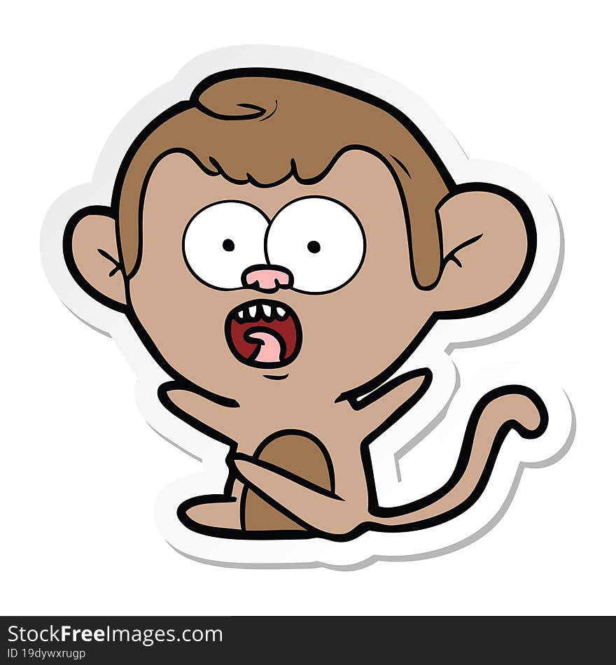 sticker of a cartoon shocked monkey