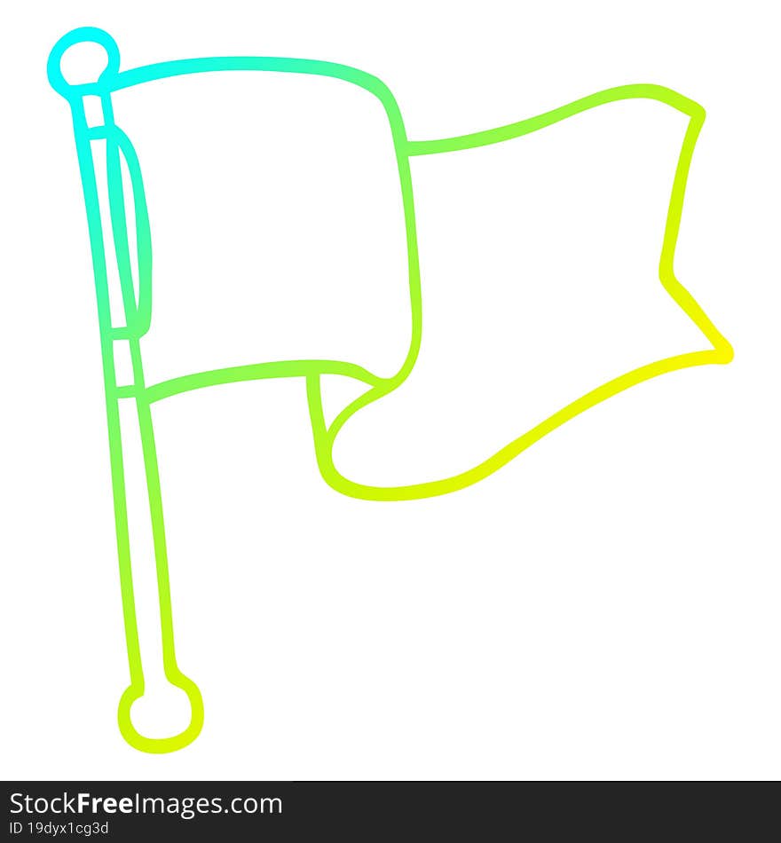 Cold Gradient Line Drawing Cartoon White Flag Waving