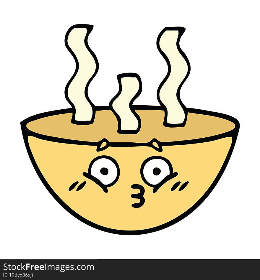 cute cartoon of a bowl of hot soup