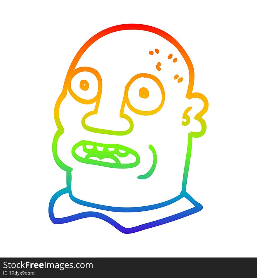 rainbow gradient line drawing of a cartoon head man