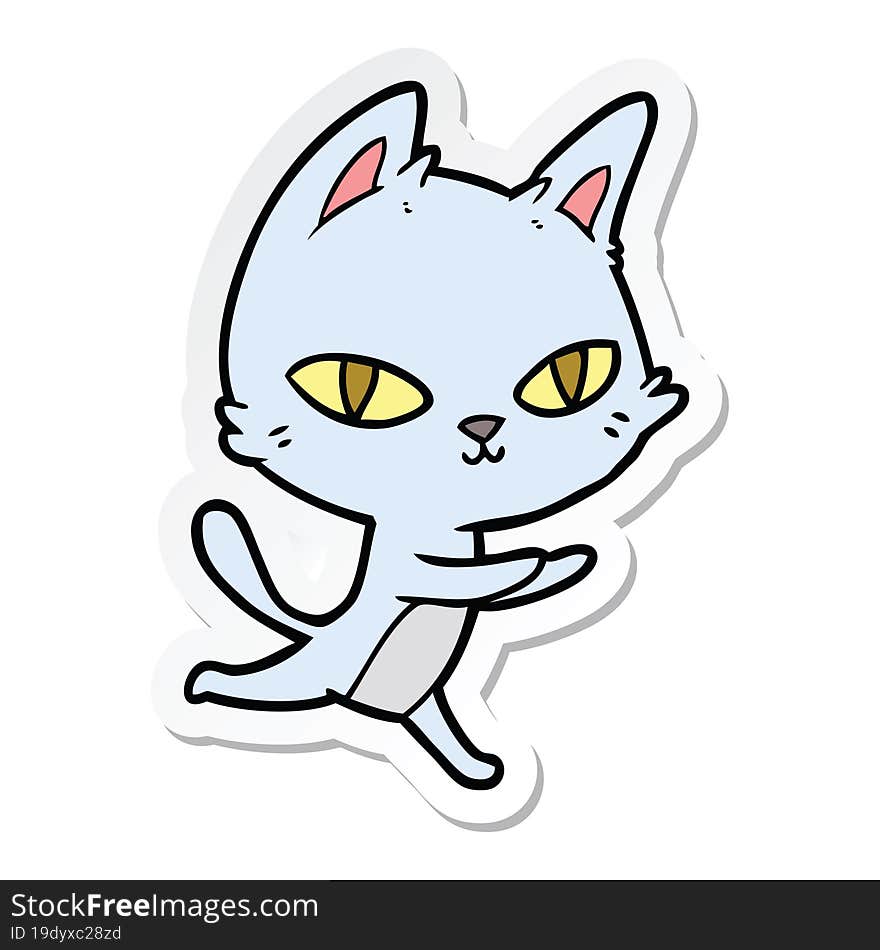 sticker of a cartoon cat staring